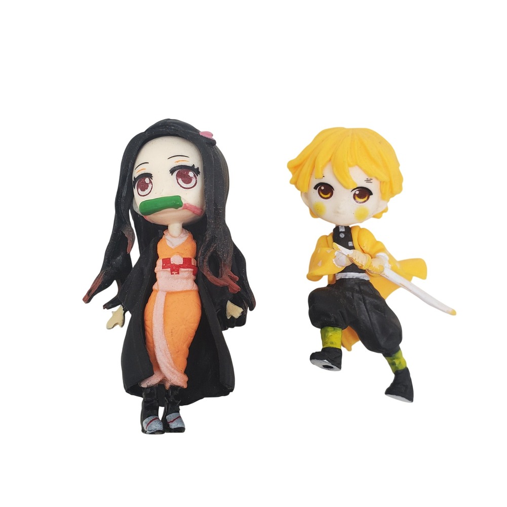 Demon Slayer Nezuko Kamado & Zenitsu Agatsuma Mini Figure Set Anime Chibi 2pc